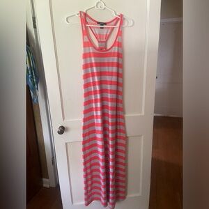 Forever 21 Coral and Gray Striped Maxi Dress